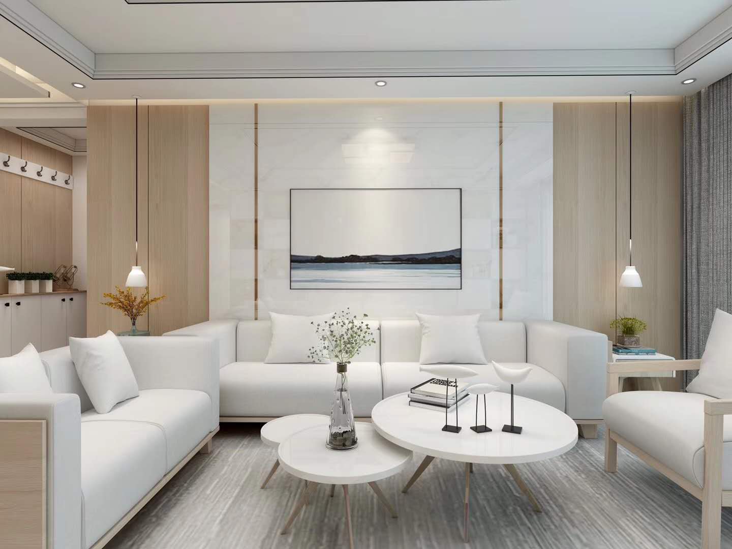 現代簡約客廳影視牆兼收納櫃的功能